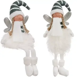 Ruhhy Zittende Kerstfee - 32 cm - Winterse Decoratie met Glitter Vleugels