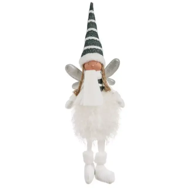 Ruhhy Zittende Kerstfee - 32 cm - Winterse Decoratie met Glitter Vleugels