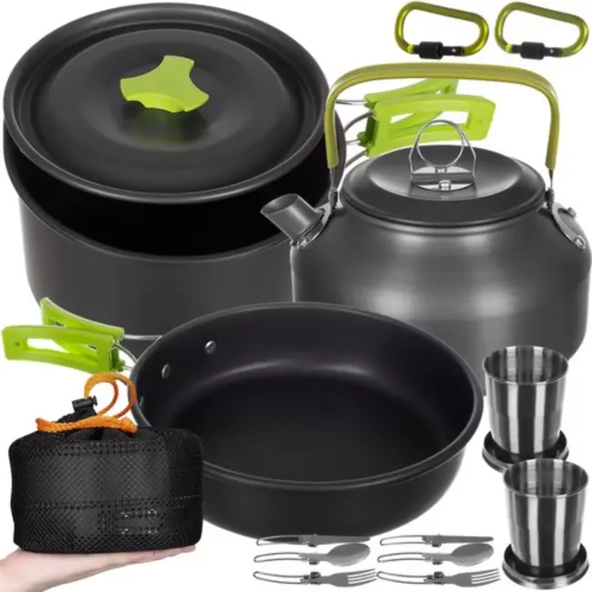 Trizand 18-delige Kampeerservies Set - Compact & Duurzaam voor Outdoor