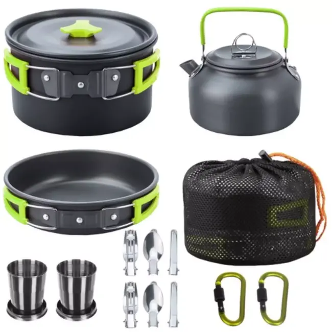 Trizand 18-delige Kampeerservies Set - Compact & Duurzaam voor Outdoor