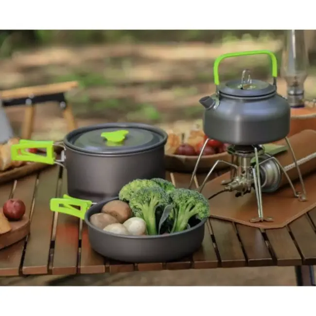 Trizand 18-delige Kampeerservies Set - Compact & Duurzaam voor Outdoor