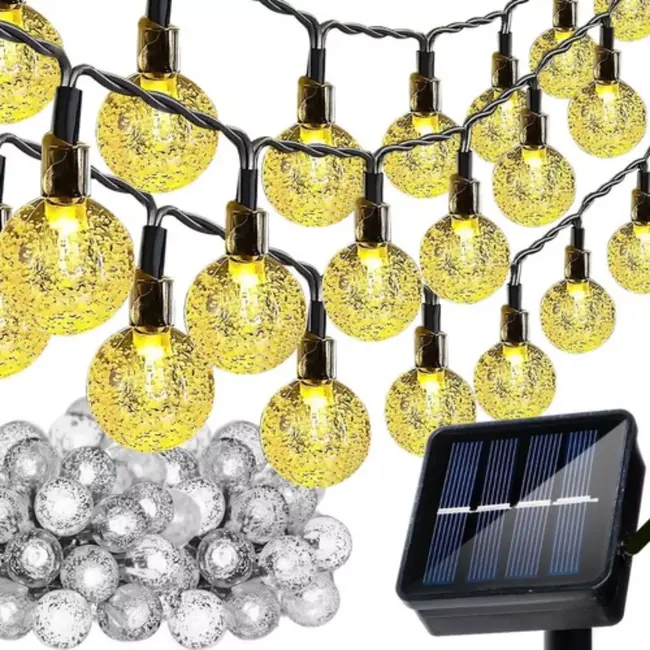 Gardlov Solar Lichtslinger 12m IP65 – Waterdichte Buitenverlichting met 100 LED-bollen