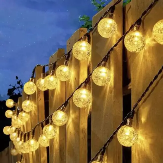 Gardlov Solar Lichtslinger 12m IP65 – Waterdichte Buitenverlichting met 100 LED-bollen