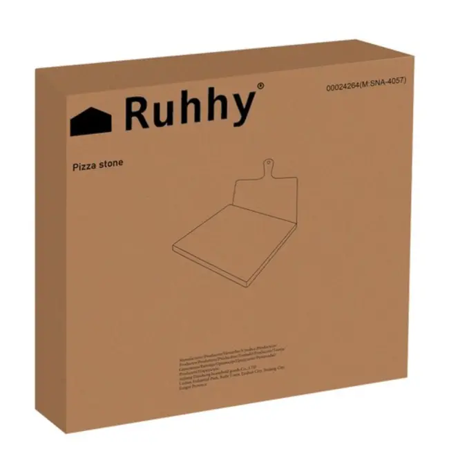 Ruhhy 2-in-1 Pizzasteen Set – Inclusief Bamboe Spatel voor Thuisbakken