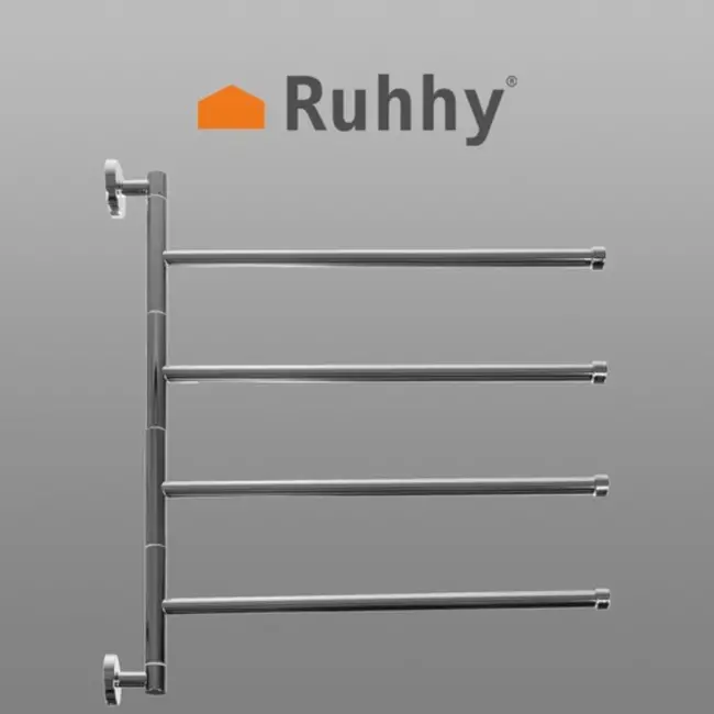 Ruhhy Handdoekrek Loft Stijl - Zilver - Vierarmig - Functioneel en Elegant