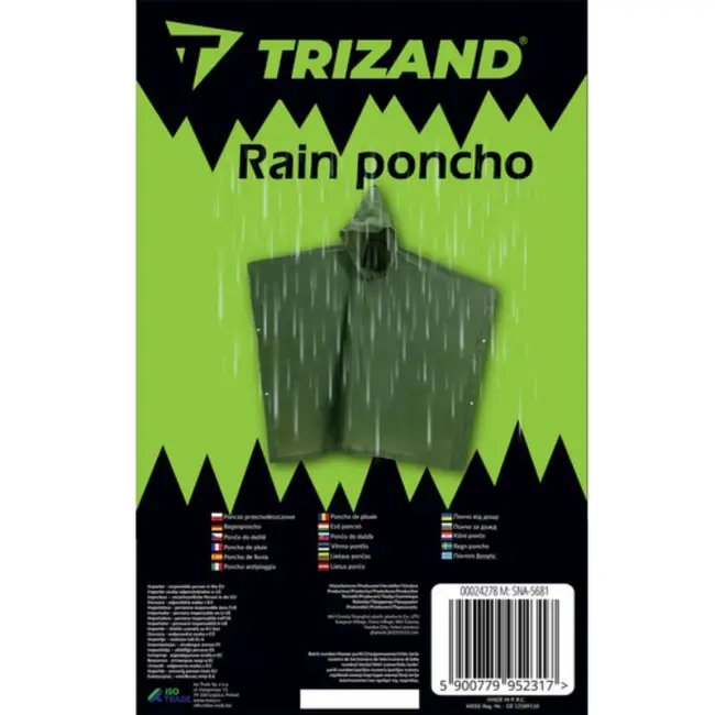 Trizand Regenponcho – Groene Waterdichte Poncho – Unisex en Duurzaam