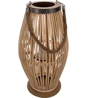 Gardlov bamboe rotan lantaarn groot - Sfeervolle 40 cm lantaarn voor binnen en buiten