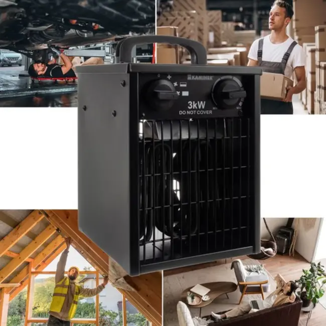 Nervy Professionele ventilatorkachel van industrieel keramiek voor het werk, thermostaat, instelbare warme en koude lucht, IPX4 (9000 watt