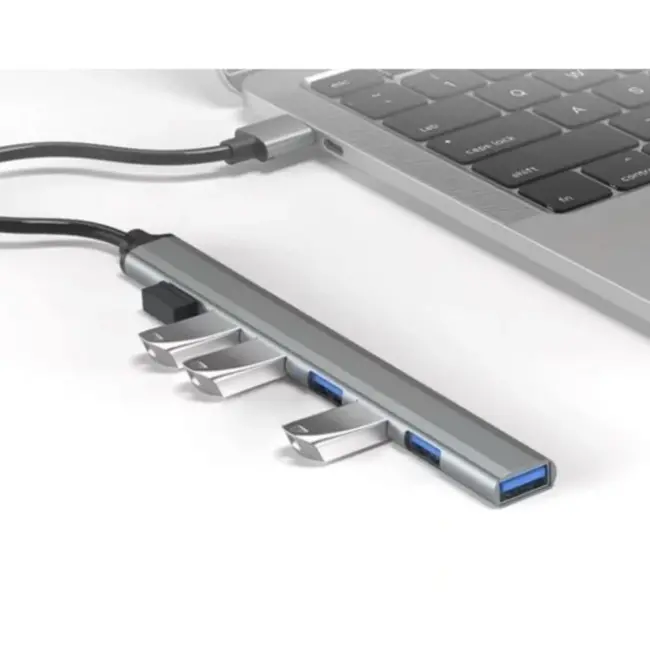 Izoxis 7-poorts USB Hub - USB 3.2 Gen.1 - Snelle Connectiviteit en Slank Aluminium Ontwerp