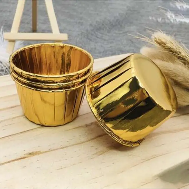Ruhhy Gouden Muffin Cups - Set van 50 - Aluminium Vetbestendige Cupcakevormpjes