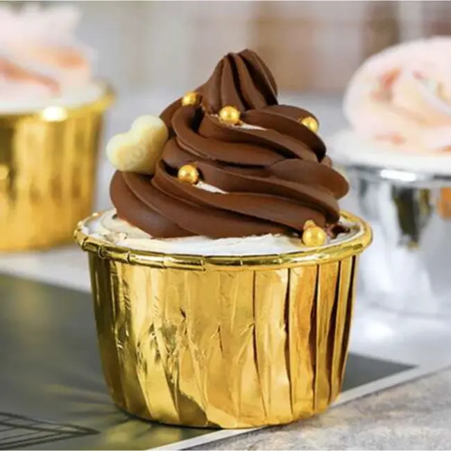 Ruhhy Gouden Muffin Cups - Set van 50 - Aluminium Vetbestendige Cupcakevormpjes