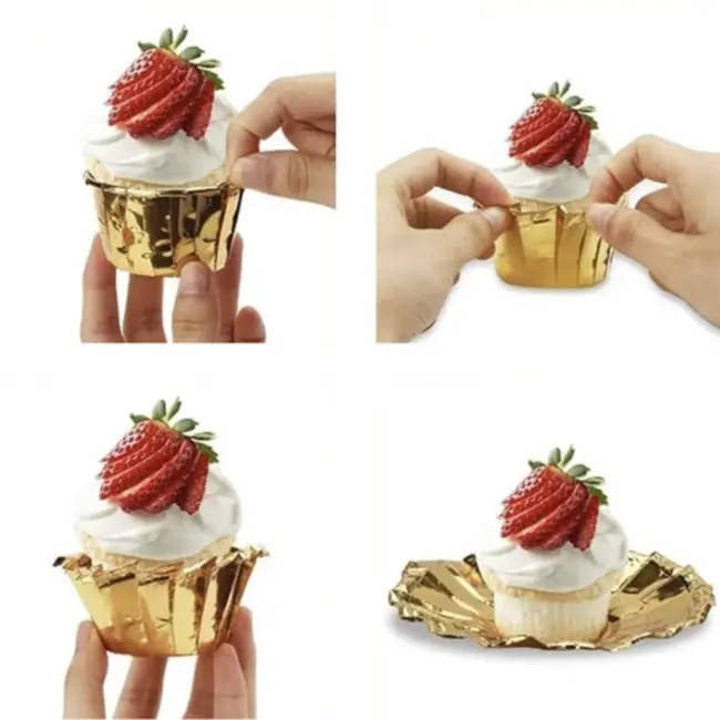 Ruhhy Gouden Muffin Cups - Set van 50 - Aluminium Vetbestendige Cupcakevormpjes