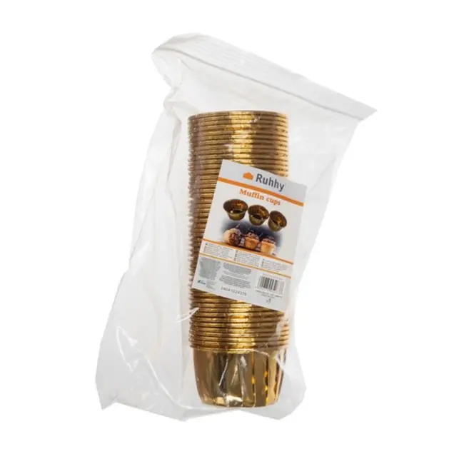 Ruhhy Gouden Muffin Cups - Set van 50 - Aluminium Vetbestendige Cupcakevormpjes
