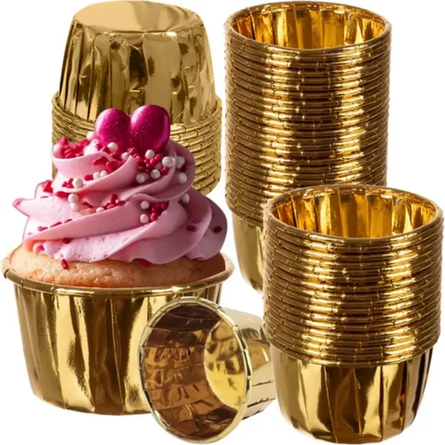 Ruhhy Gouden Muffin Cups - Set van 50 - Aluminium Vetbestendige Cupcakevormpjes