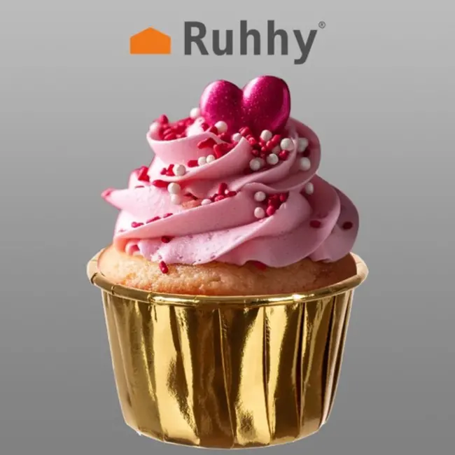 Ruhhy Gouden Muffin Cups - Set van 50 - Aluminium Vetbestendige Cupcakevormpjes