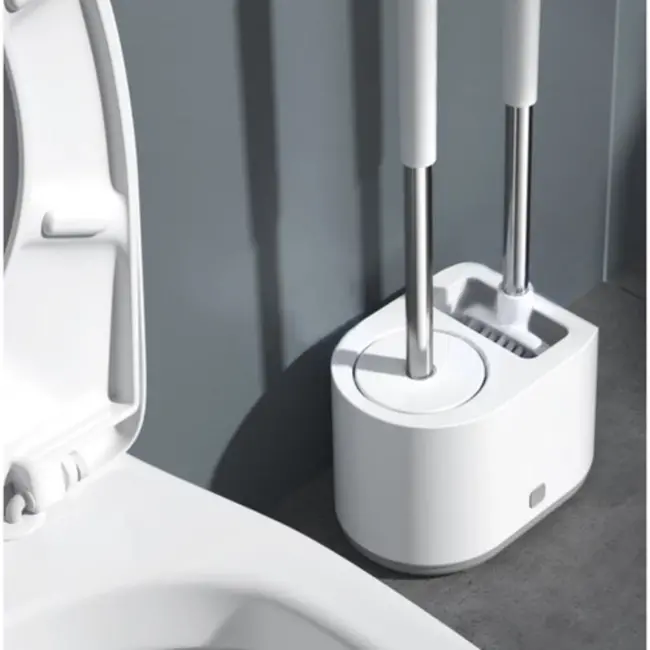 Ruhhy Toiletborstel Set - Dubbele Borstel met Druppelopvang - Hygiënisch en Duurzaam Ontwerp
