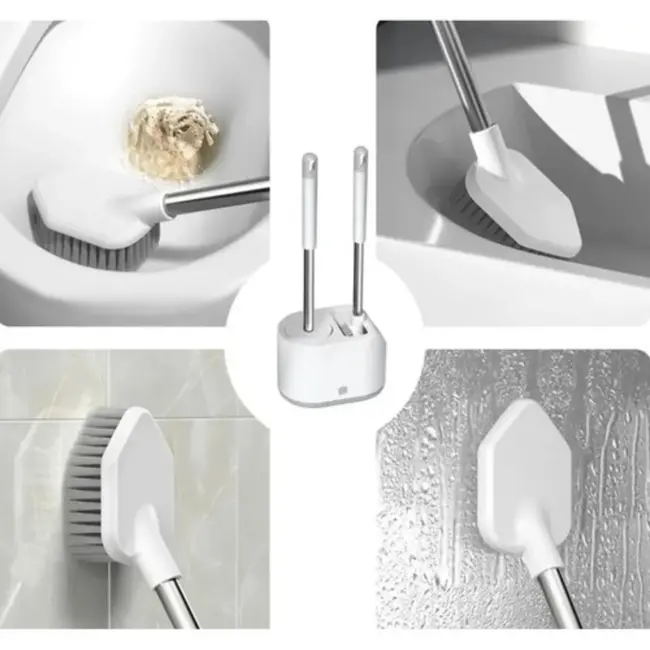 Ruhhy Toiletborstel Set - Dubbele Borstel met Druppelopvang - Hygiënisch en Duurzaam Ontwerp