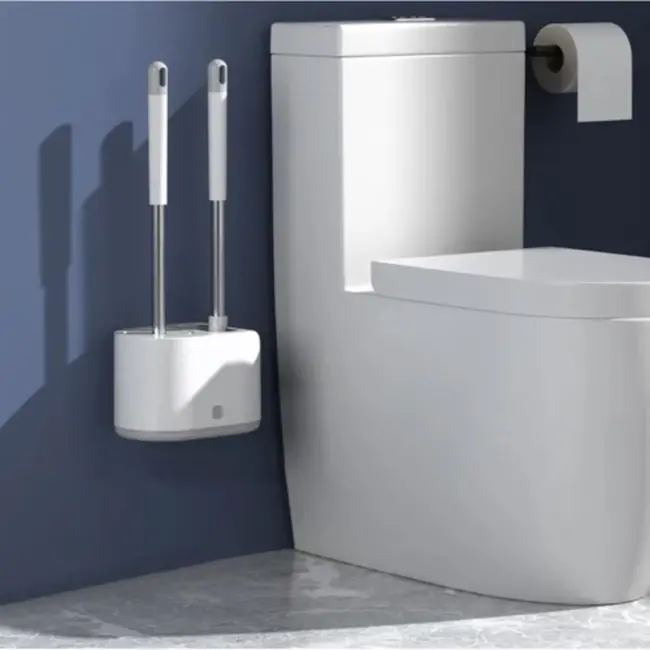 Ruhhy Toiletborstel Set - Dubbele Borstel met Druppelopvang - Hygiënisch en Duurzaam Ontwerp