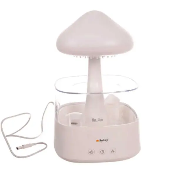 Ruhhy Luchtbevochtiger met Nachtlamp - Paddenstoelvorm - Regenmodus en LED-verlichting