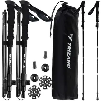 Trizand Opvouwbare Trekkingstokken - Verstelbaar 110-130 cm - Inclusief Accessoires en Draagtas
