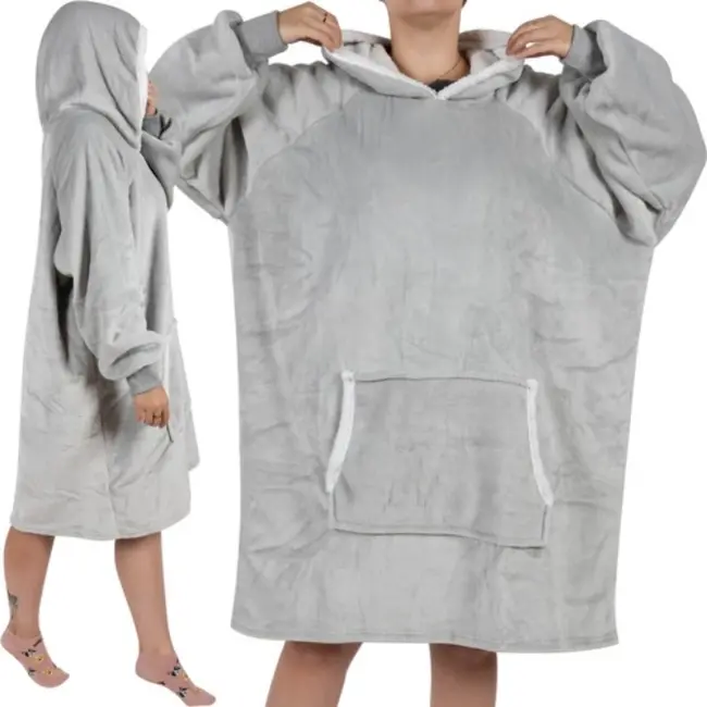 Ruhhy XXL Deken Sweatshirt - Oversized Grijze Hoodie van Flanel voor Ultiem Comfort