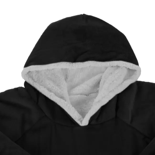 Ruhhy XXL Deken Sweatshirt - Oversized Zwarte Hoodie van Flanel voor Warmte en Comfort
