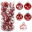 REA 30-delige kerstballenset - rood - diverse designs - breukvast kunststof