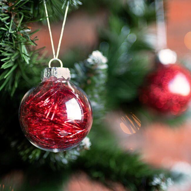 REA 30-delige kerstballenset - rood - diverse designs - breukvast kunststof