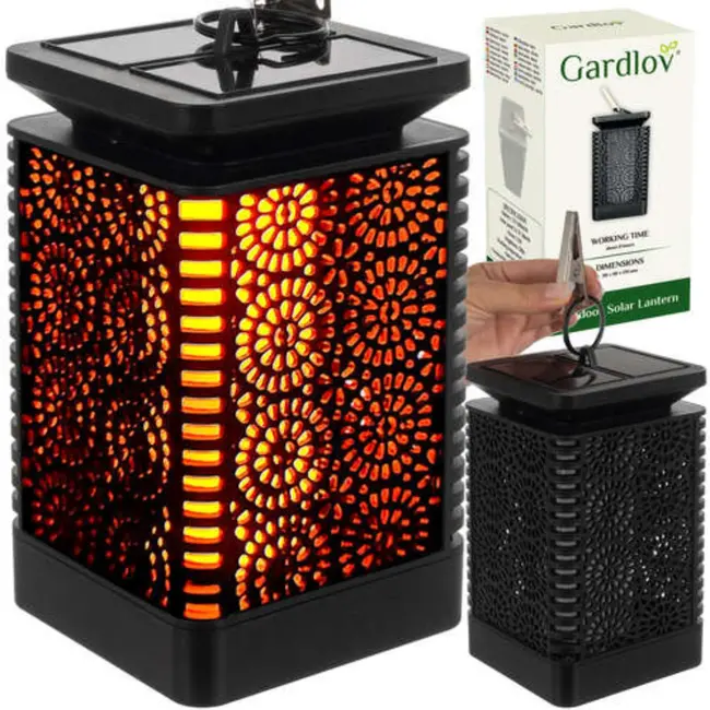 Gardlov Solar Lantaarn - Realistisch Vlameffect - Waterdichte Buitenlamp voor Tuin en Terras