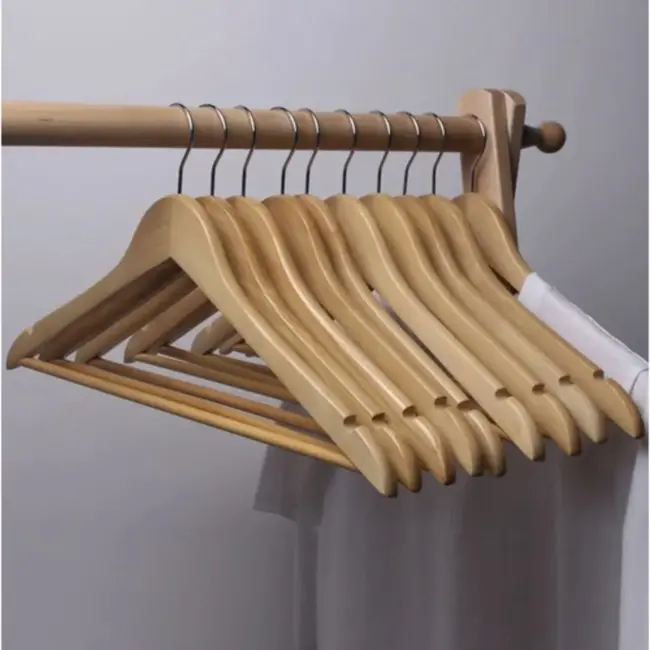 Ruhhy Houten Kledinghangers - Set van 10, Ergonomisch en Duurzaam, Perfect voor Uw Garderobe