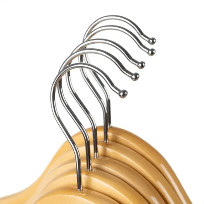 Ruhhy Houten Kledinghangers - Set van 10, Ergonomisch en Duurzaam, Perfect voor Uw Garderobe