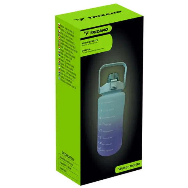 Trizand Waterfles 2 Liter - Grote Motivatie Drinkfles met Tijdmarkeringen en Anti-lek Systeem