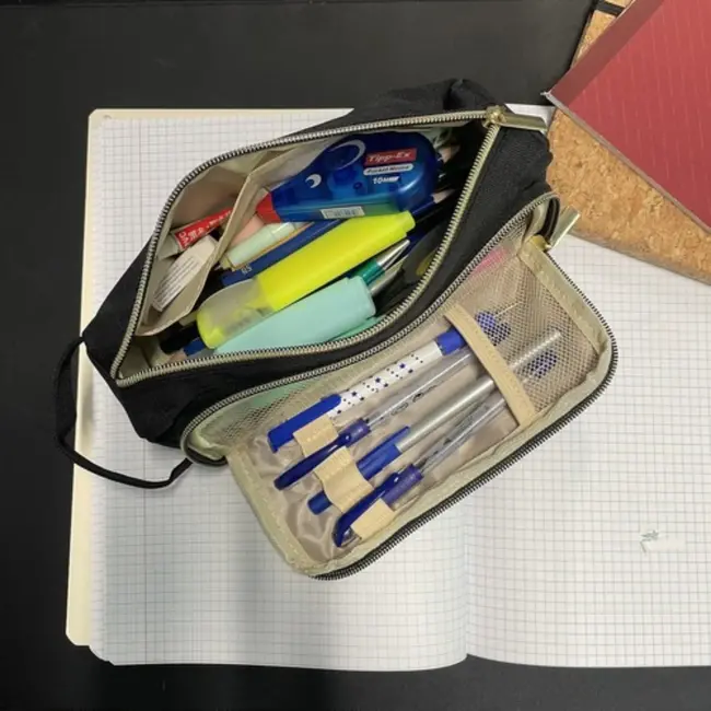 Maaleo Grote School Etui - Zwart - Twee Vakken - Waterafstotend