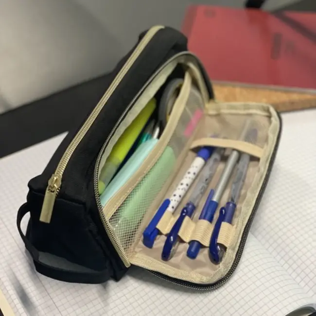 Maaleo Grote School Etui - Zwart - Twee Vakken - Waterafstotend