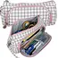 Maaleo Dubbele Uitbreidbare Etui - Wit Geruit - Twee Compartimenten - Mesh Organizer