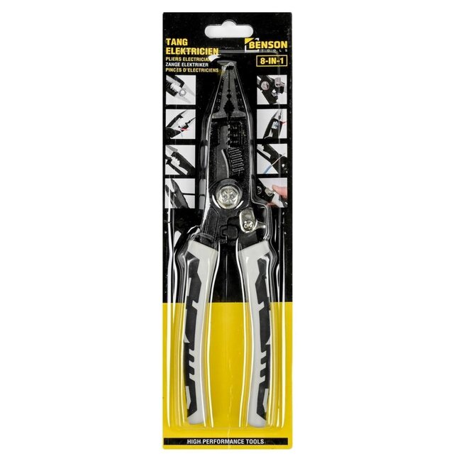 Benson Multifunctionele elektricienstang - 8 in 1 - 20 cm - Chroom-vanadiumstaal