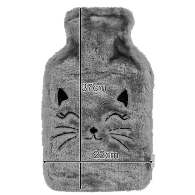 Ruhhy Rubberen Warmwaterkruik - 1,8L - Met Zachte Kattenhoes