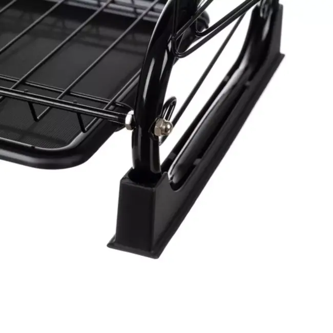 Ruhhy tweelaags afwasrek - Stijlvol zwart afdruiprek met beker- en bestekhouder