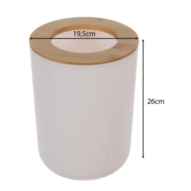 Ruhhy Badkameraccessoires Set - 6-delig - Wit en Bamboe - Stijlvolle en Functionele Badkamerinrichting