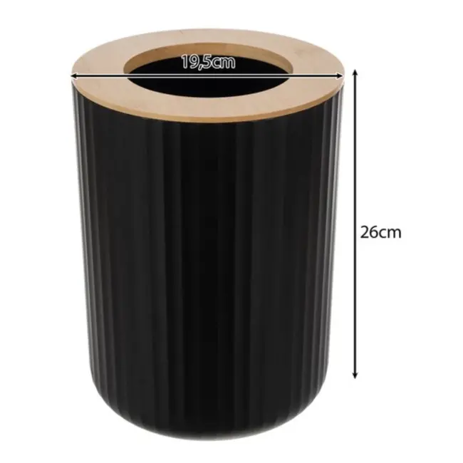 Ruhhy Badkameraccessoires Set - 6-delig - Zwart en Bamboe - Elegant en Functioneel Ontwerp