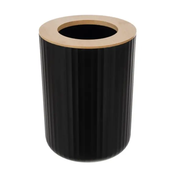 Ruhhy Badkameraccessoires Set - 6-delig - Zwart en Bamboe - Elegant en Functioneel Ontwerp