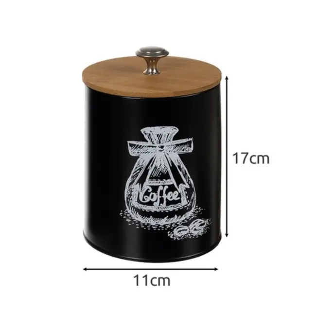 Ruhhy Voorraadpotten Set - 4-delig - Matzwart en Bamboe - Stijlvolle Keukenopslag