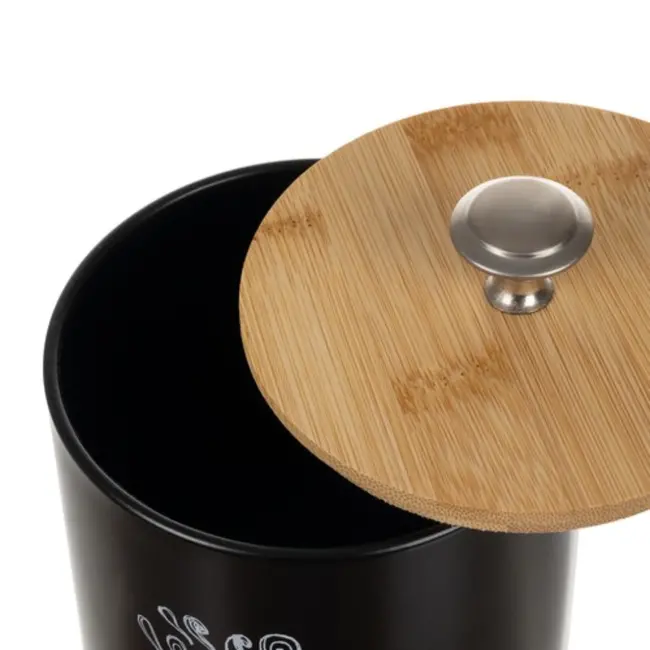 Ruhhy Voorraadpotten Set - 4-delig - Matzwart en Bamboe - Stijlvolle Keukenopslag