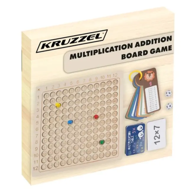 Kruzzel Vermenigvuldigingstafel Bordspel - Educatief Spel voor Kinderen - Houten Design en Interactief Leren
