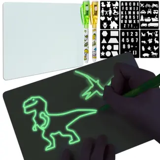 Ruhhy Lichttekenbord - LED Tekenbord voor Kinderen - Inclusief 6 Sjablonen en LED-pennen