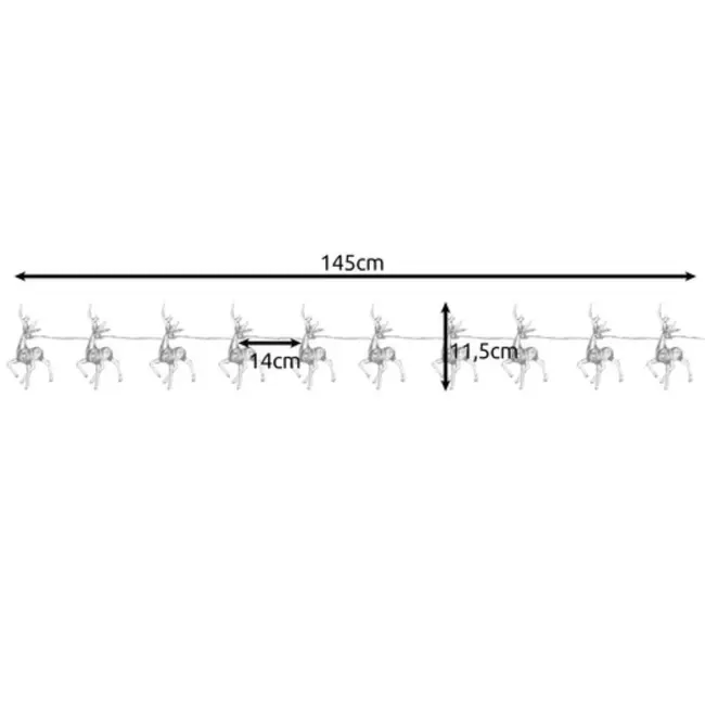 Ruhhy LED Rendier Kerstverlichting - 10 Stuks - Warme Witte Kerstlampjes met Batterijvoeding