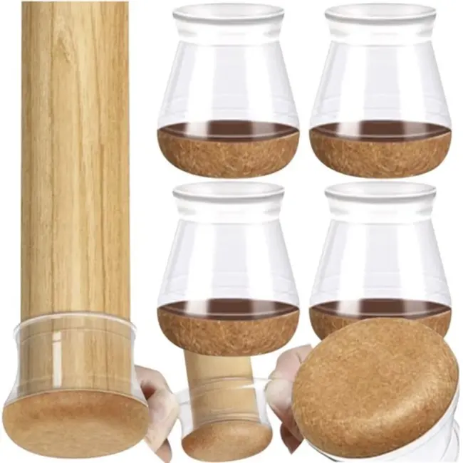 Ruhhy Stoelpoot Beschermers - Set van 4 - Transparante Overlays met Viltlaag