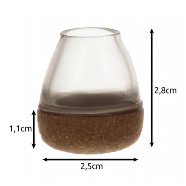 Ruhhy Set van 4 transparante stoelpoot beschermers met dikke viltlaag voor stille en krasvrije meubels