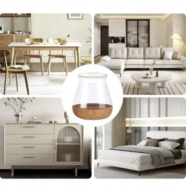 Ruhhy Set van 4 transparante stoelpoot beschermers met dikke viltlaag voor stille en krasvrije meubels