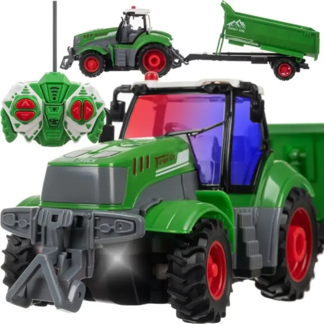 Kruzzel Afstandsbediening Speelgoedtractor – Met Kantelende Aanhanger en LED-verlichting